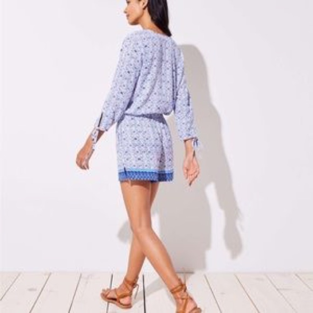 LOFT Beach Border Mosaic Wrap Romper - Picture 3 of 7